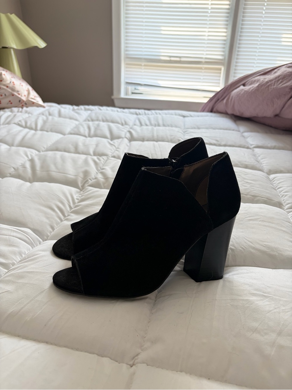 Moda Spana Black Open-Toe Block Heel Booties